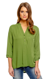 Блузка-рубашка, зеленая