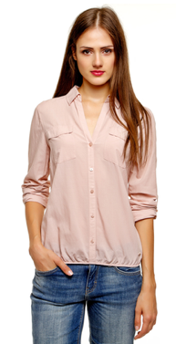 Блузка-рубашка, розовая с пуговицами