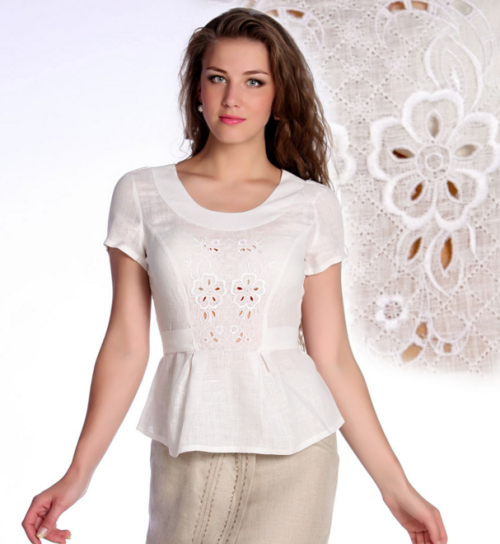 Льняная блузка с кружевом фото